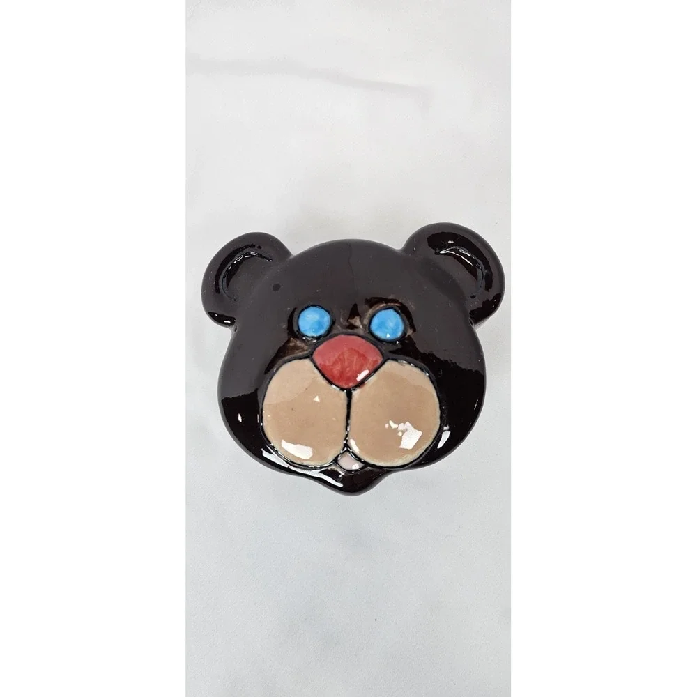 Vintage Teddy Bear Ceramic Trinket Box Brown Bear Lidded Dish‎ Cute Decor